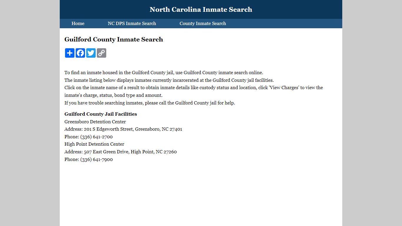 Guilford County Inmate Search